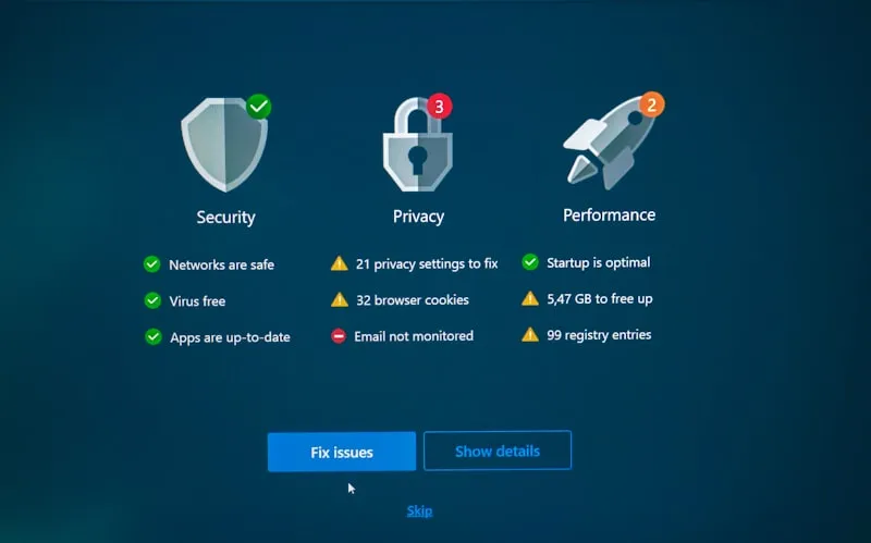 Security and compliance status dashboard showing fix options for healthcare AI systems